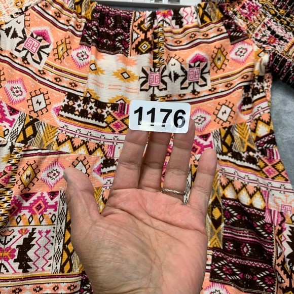 Cato Aztec Print Dress Plus Size 18/20W Bell Sleeve Smocked Boho Casual - Picture 12 of 12